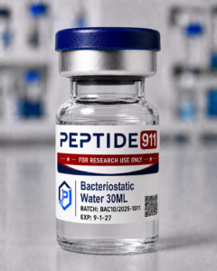Vial of bacteriostatic water for research